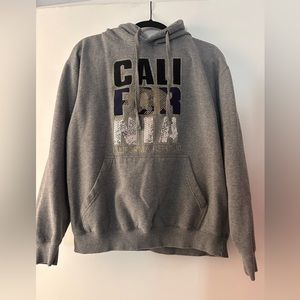 Grey sequined and rhinestone California republic hoodie